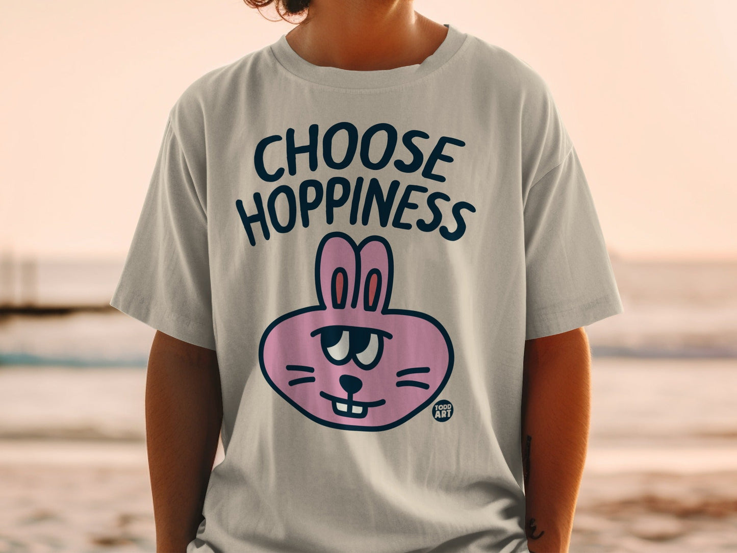 Choose Hoppiness Cute Bunny Graphic T-Shirt