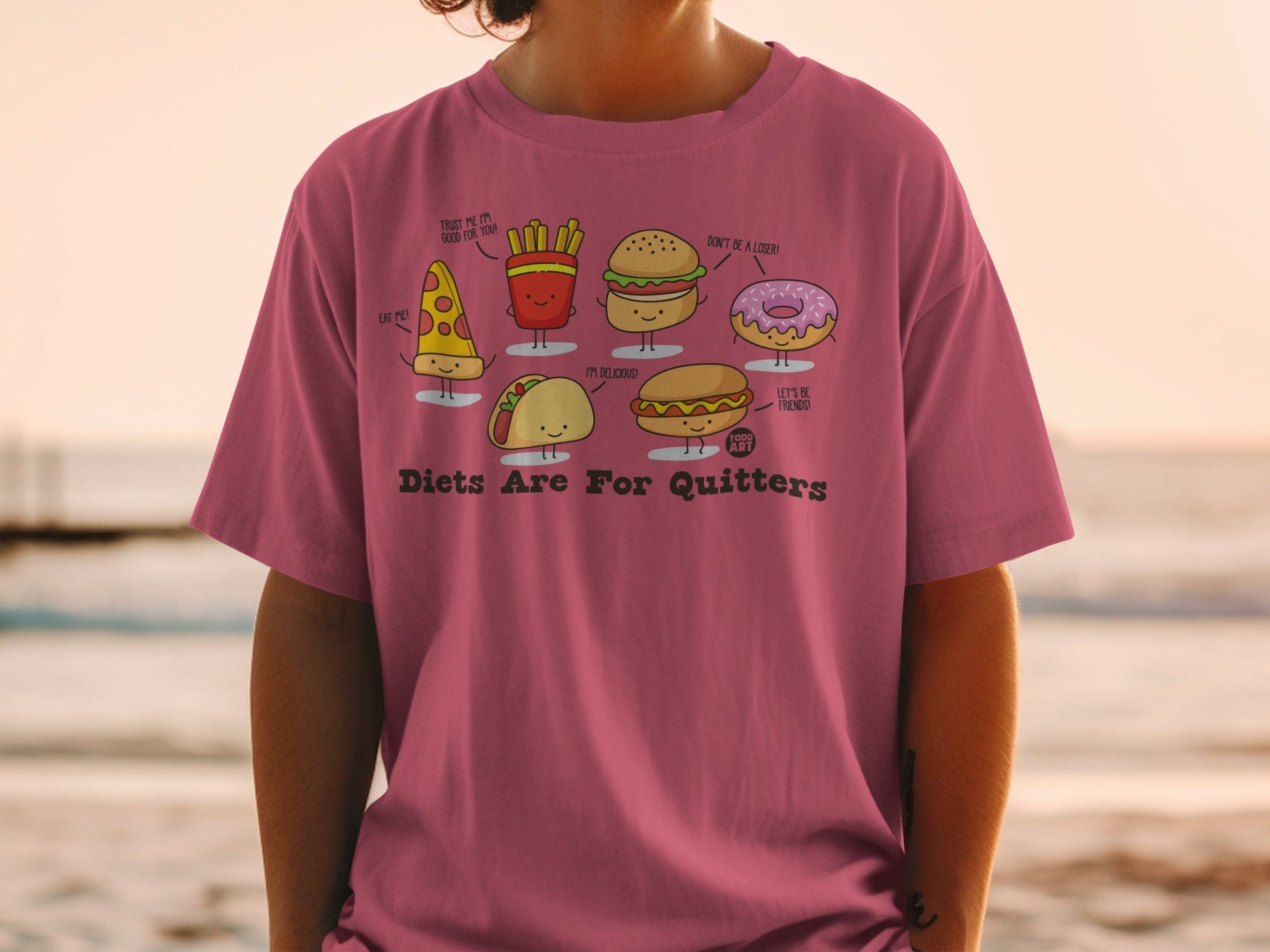 Humorous Food Characters Diets Are For Quitters Shirt