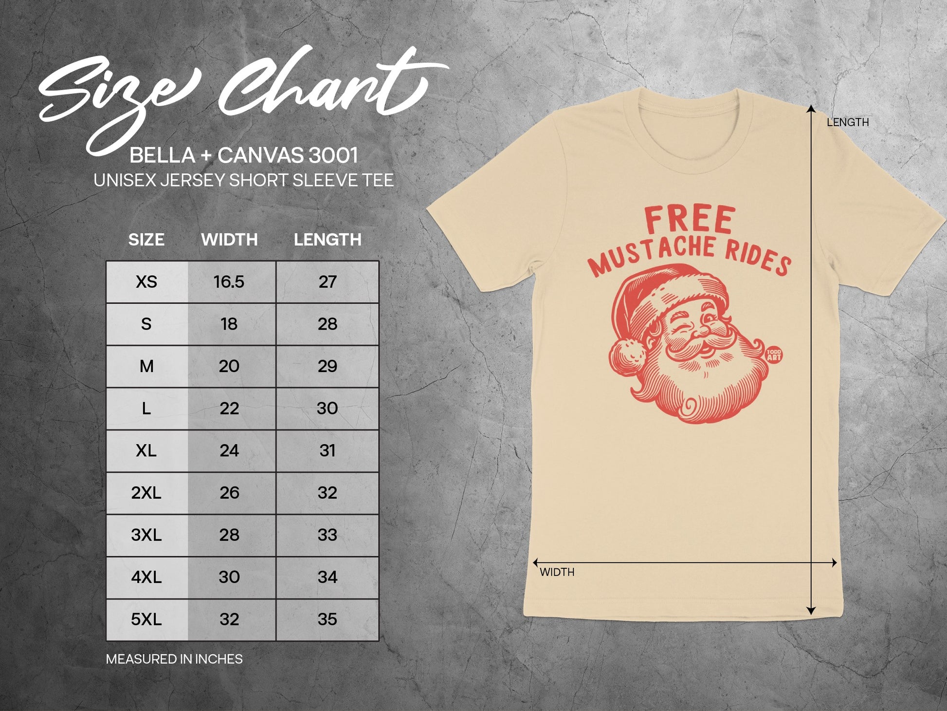 Free Mustache Rides Santa Graphic Tee