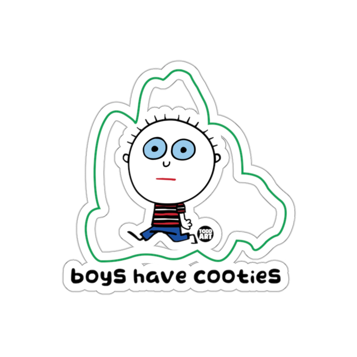 Boys Have Cooties Character with Striped Shirt Sticker