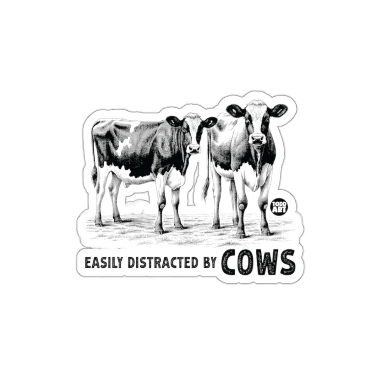 Easily Distracted By Cows Sticker Product