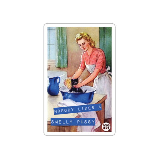 Nobody Likes A Smelly Pussy Black Kitten Bath Stickers