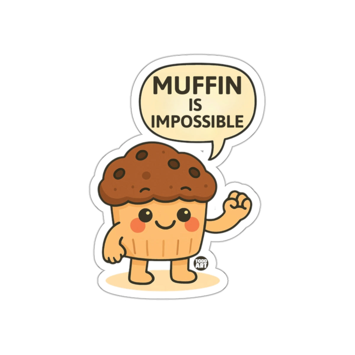 Muffin Is Impossible Cute Cartoon Sticker