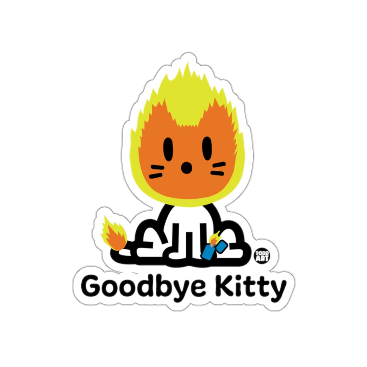 Goodbye Kitty Adorable Fire Design Sticker