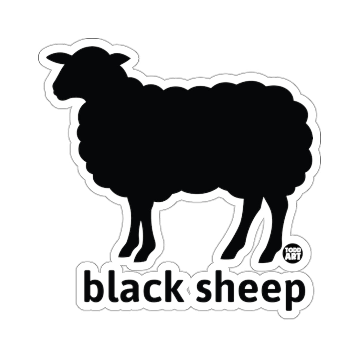 Unique Black Sheep Silhouette Sticker for All Ages'
