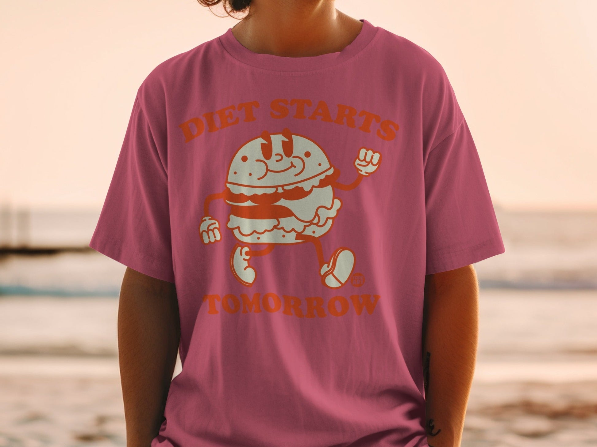 Diet Starts Tomorrow Hamburger Graphic T-Shirt
