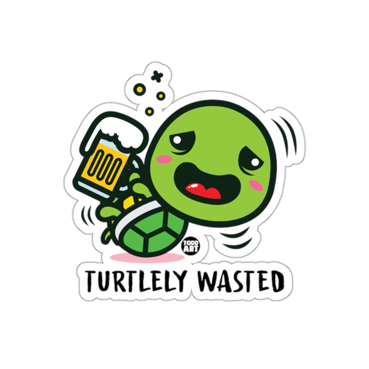 Turtley Wasted Cute Drunk Turtle Sticker Sticker