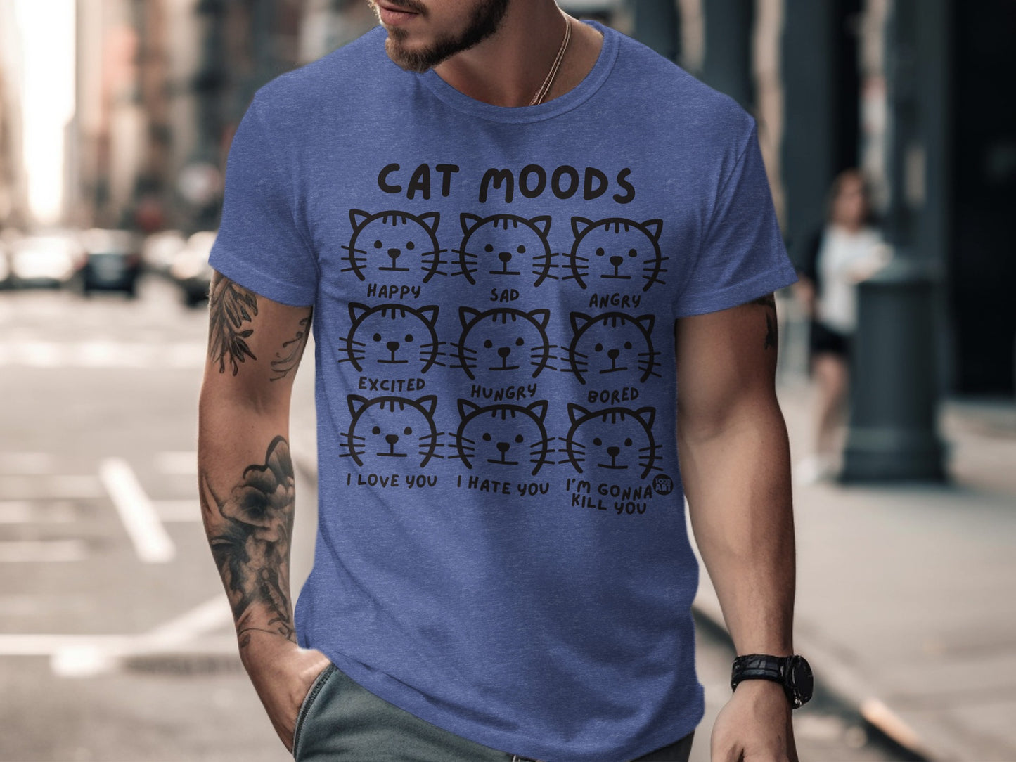 Cat Moods Funny Graphic Tee Shirt unisex product