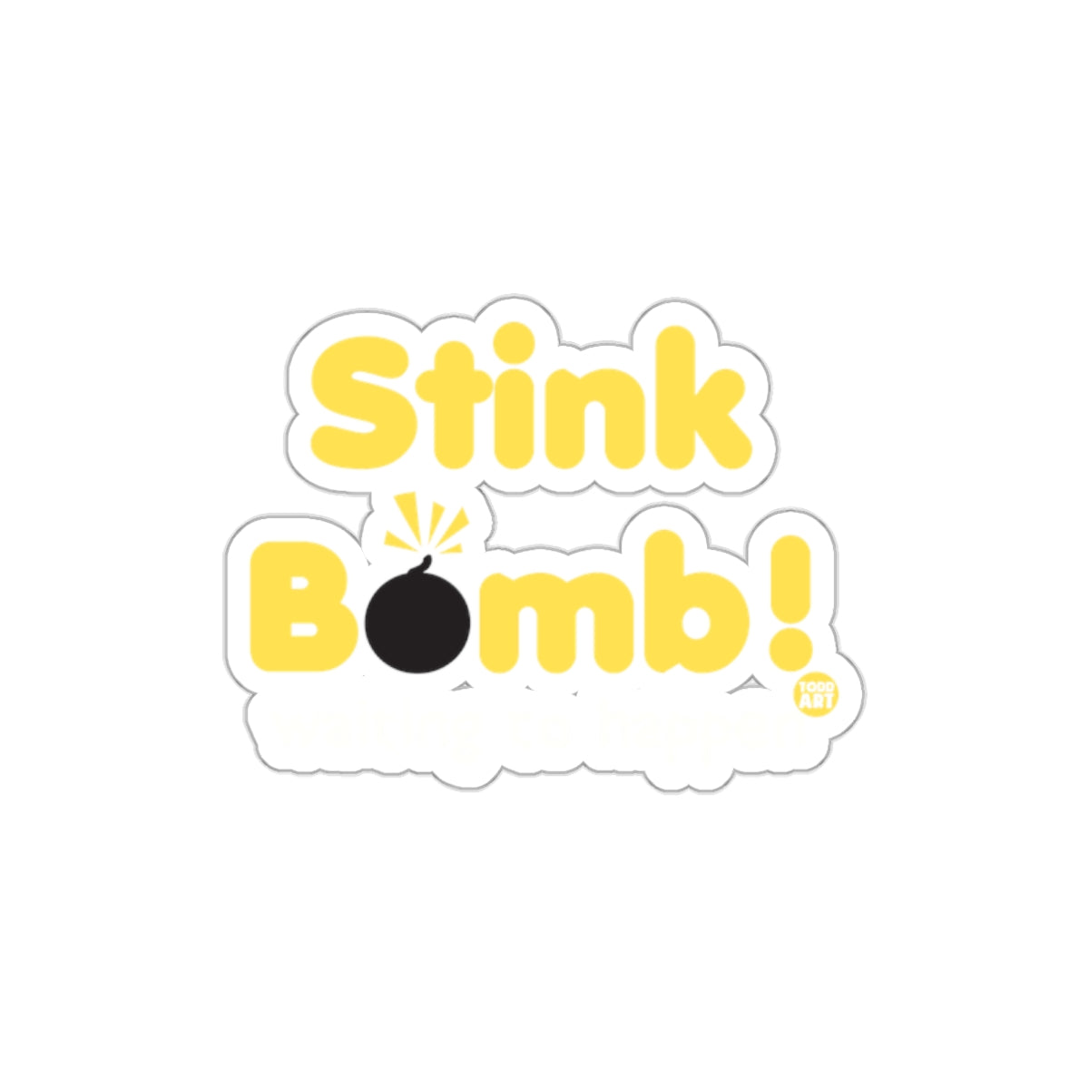 Stink Bomb Cute and Fun Yellow Black Sticker