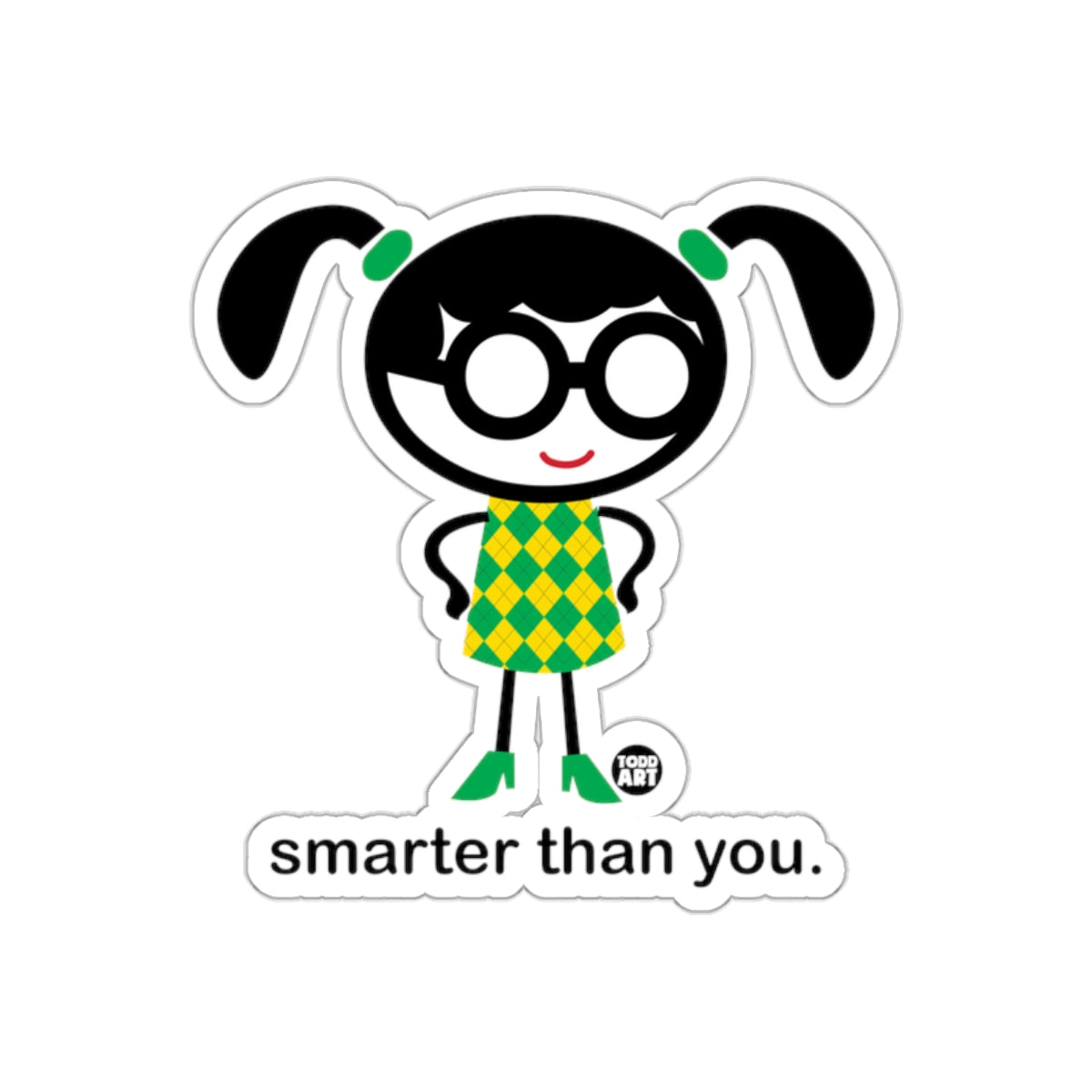 Smarter Than You Character Sticker with Glasses