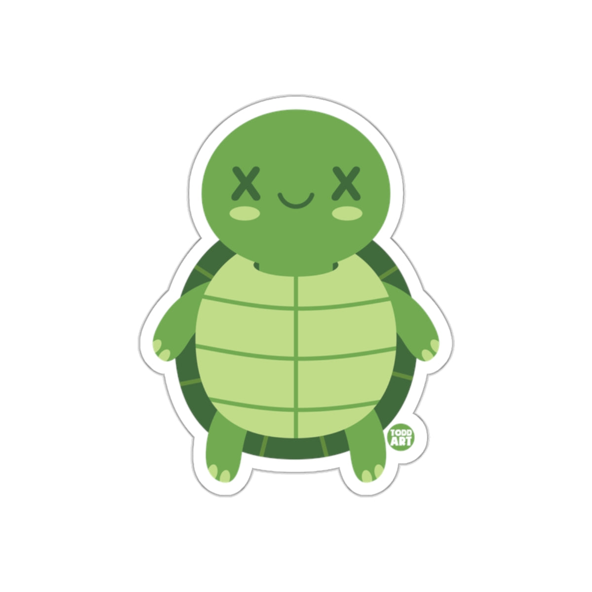 Cute Green Turtle Kawaii Inspired Sticker Design sticker