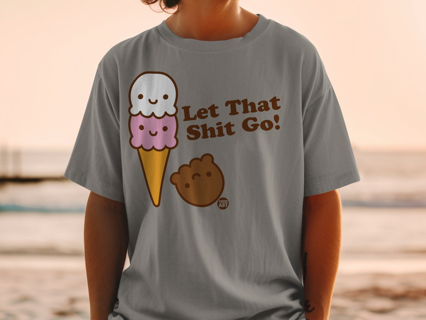 Let That Shit Go Ice Cream Print T-Shirt