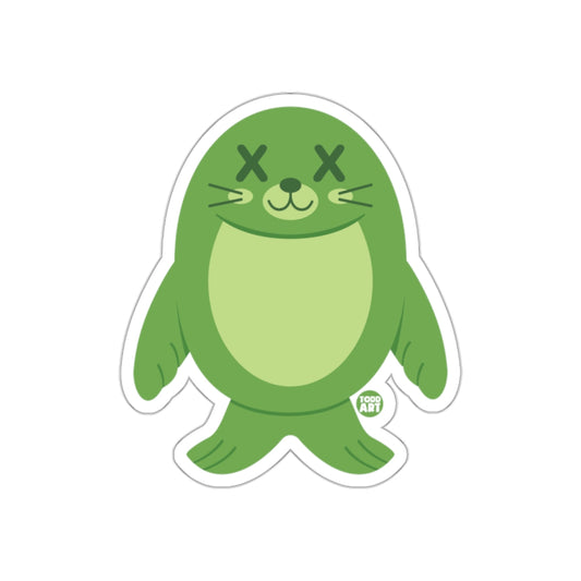 Cute Green Seal with Crossed Eyes Sticker