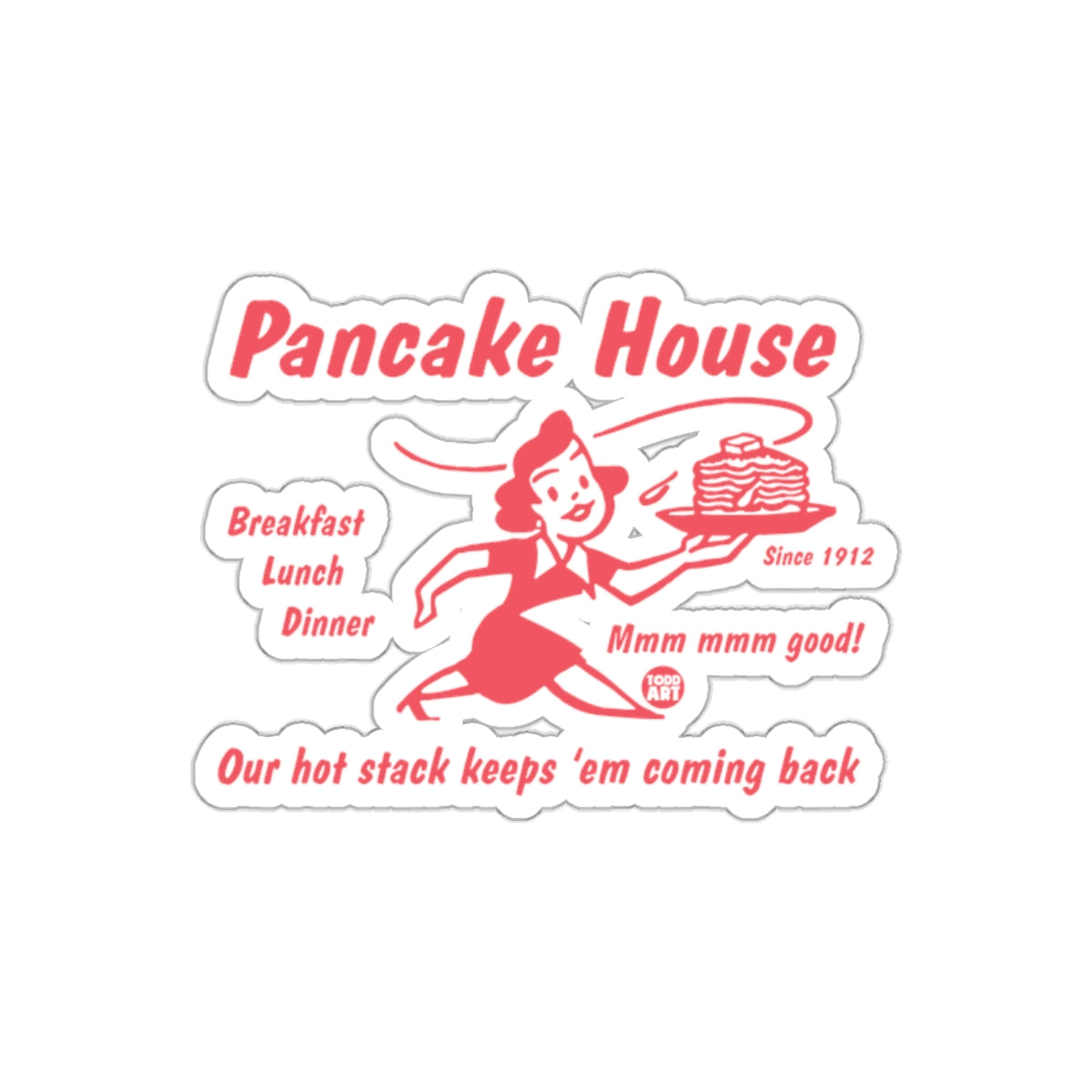 Pancake House Retro Style Diner Breakfast Lunch Dinner Stickers