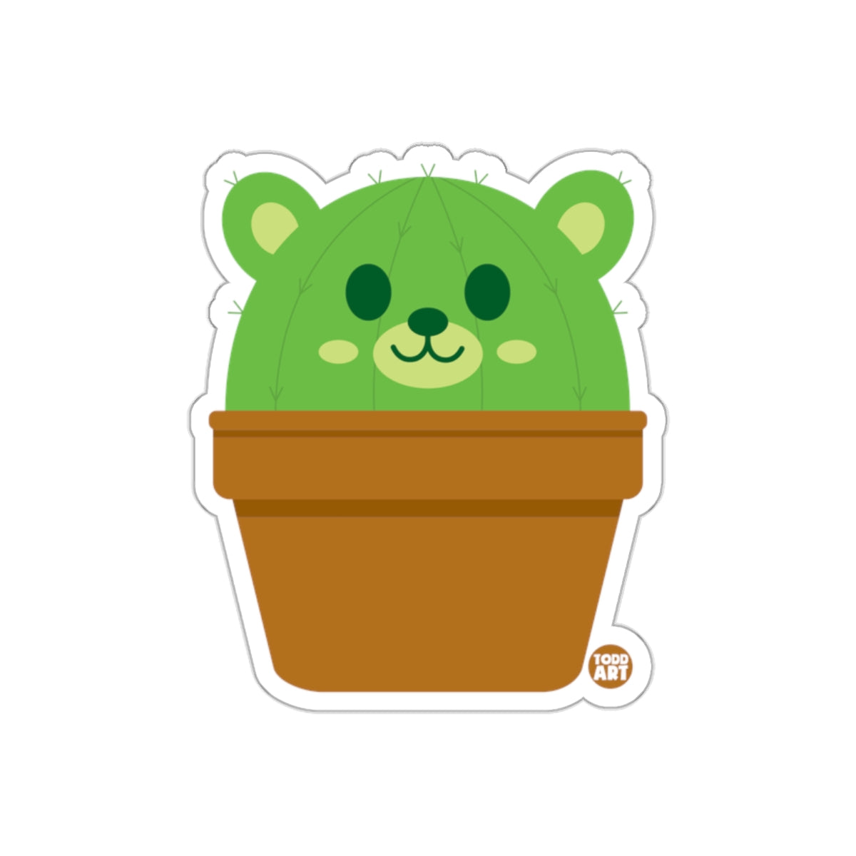 Cute Bear Cactus in Pot Todd Art Sticker for Sale