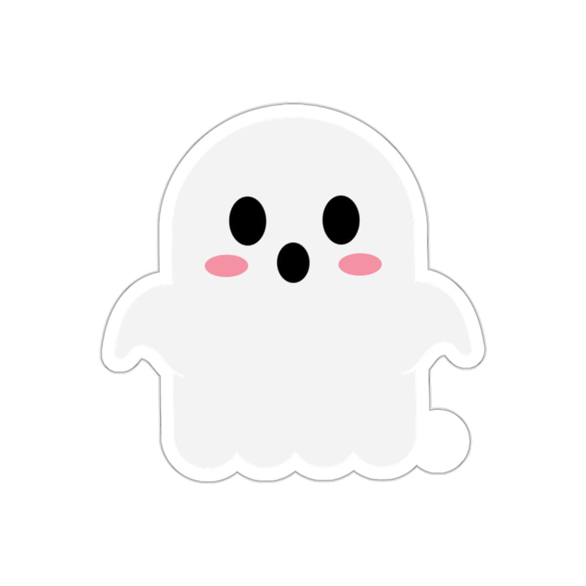 Cute Kawaii Ghost with Pink Cheeks Cartoon Sticker