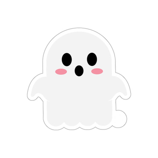 Cute Kawaii Ghost with Pink Cheeks Cartoon Sticker