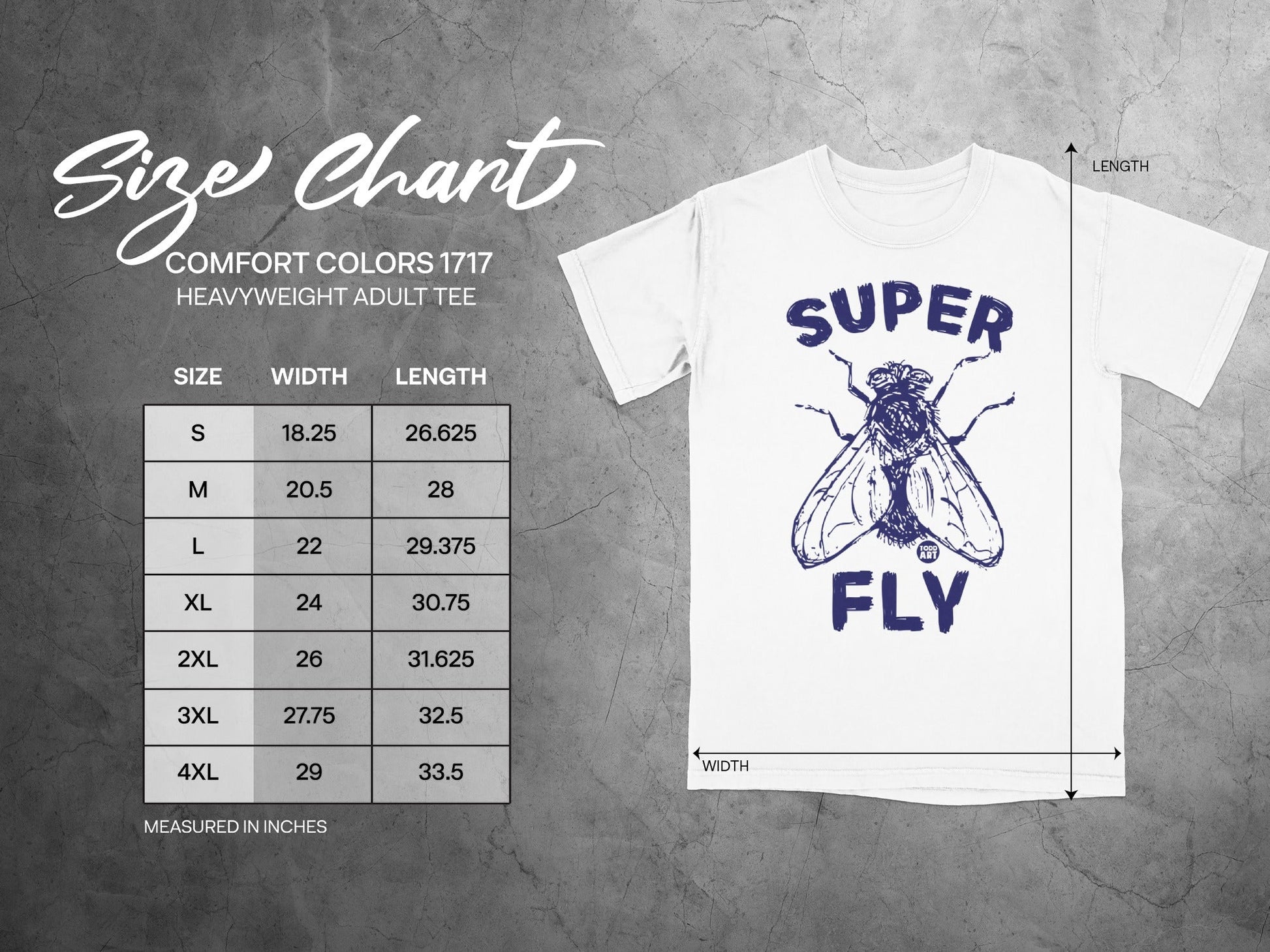 Super Fly Graphic Tee with Size Chart for Adults