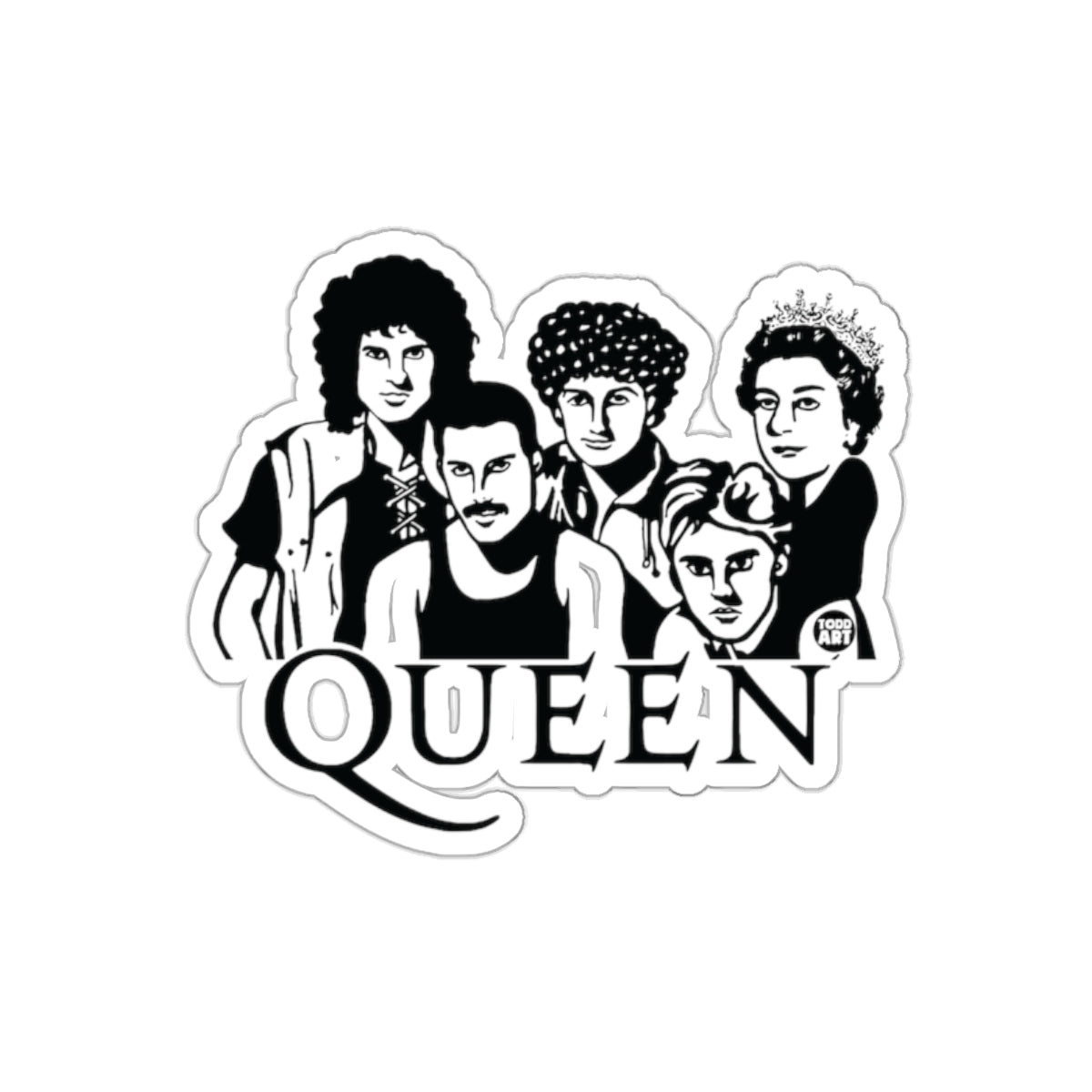 Queen Band Members With Queen Text Design sticker