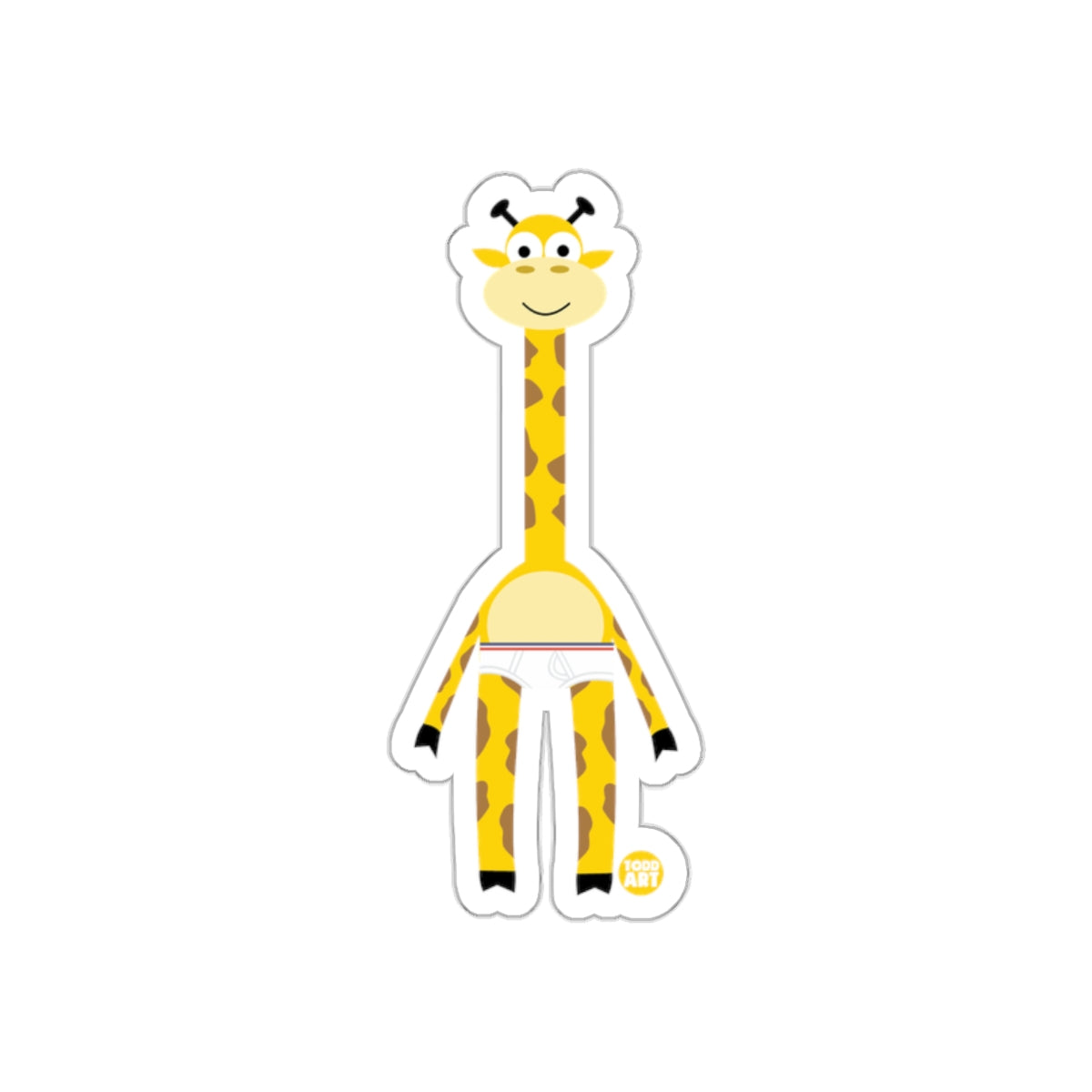 Cute Giraffe Cartoon with Underwear Sticker