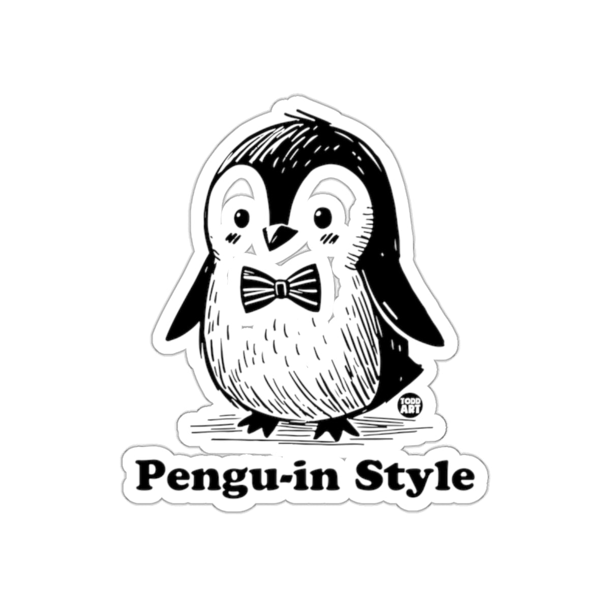 Pengu in Style Cute Penguin with Bow Tie Artwork Stickers