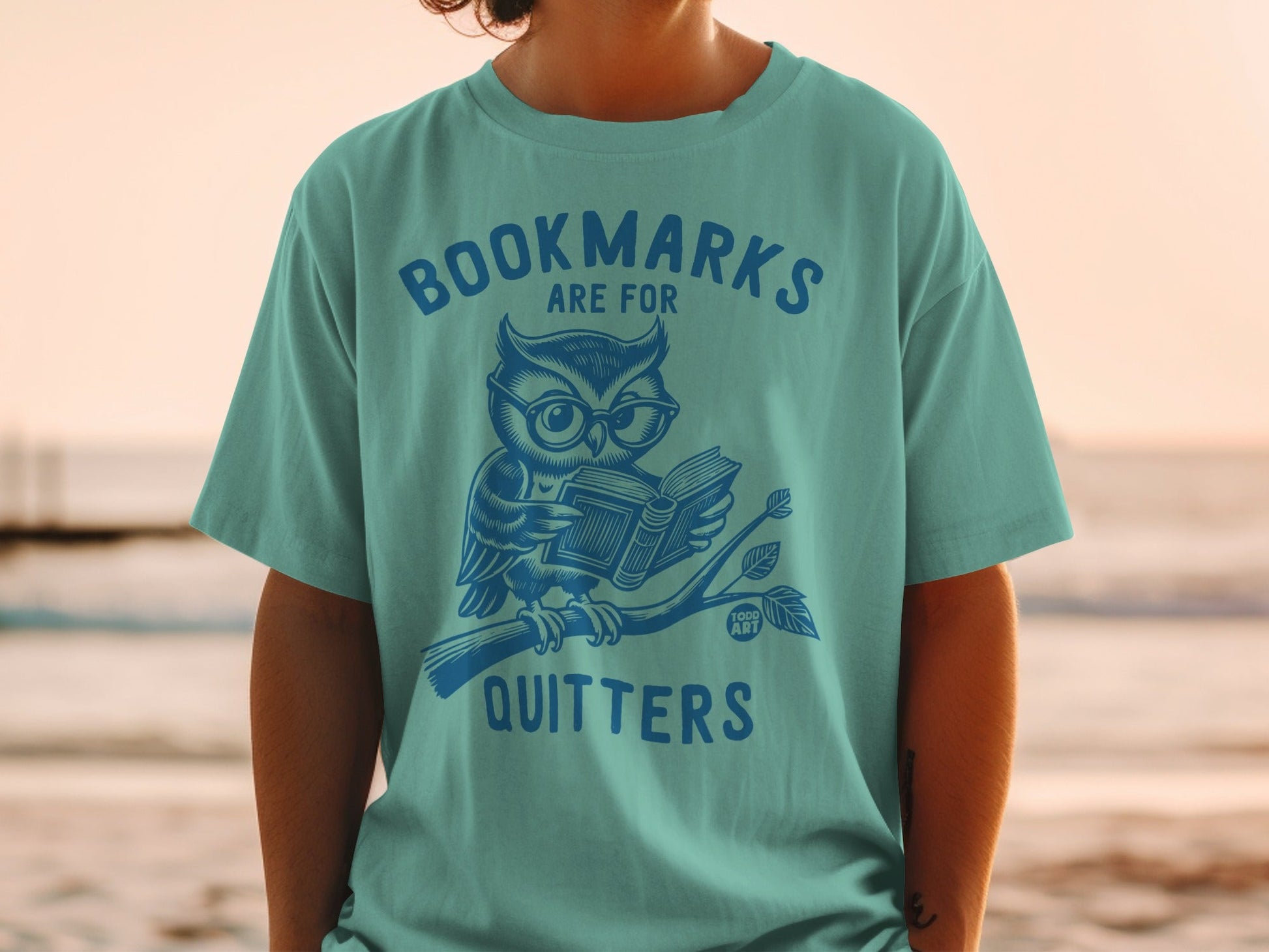 Bookmarks Are For Quitters Owl Themed T-Shirt Product