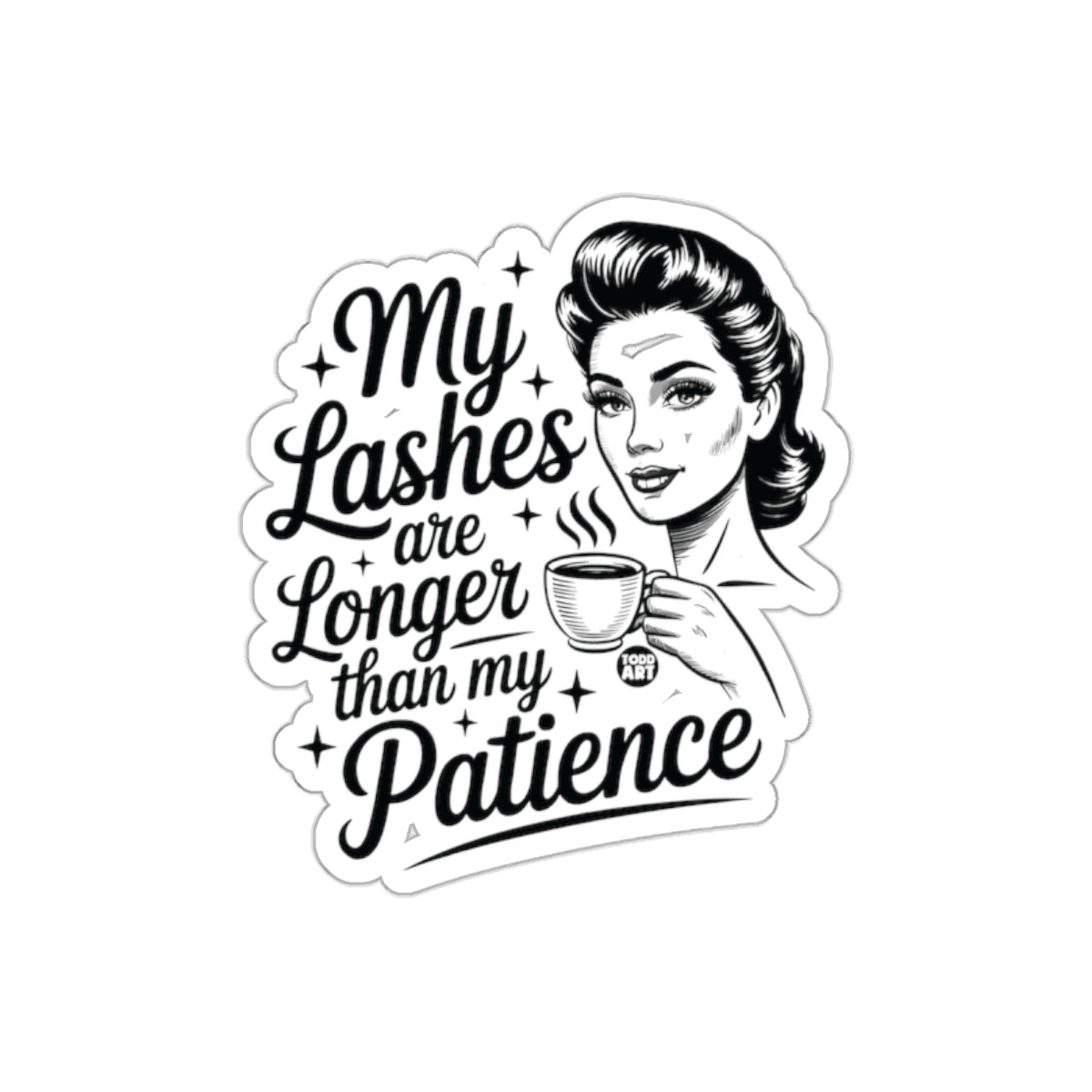 Lashes Longer Than Patience Retro Woman With Coffee sticker