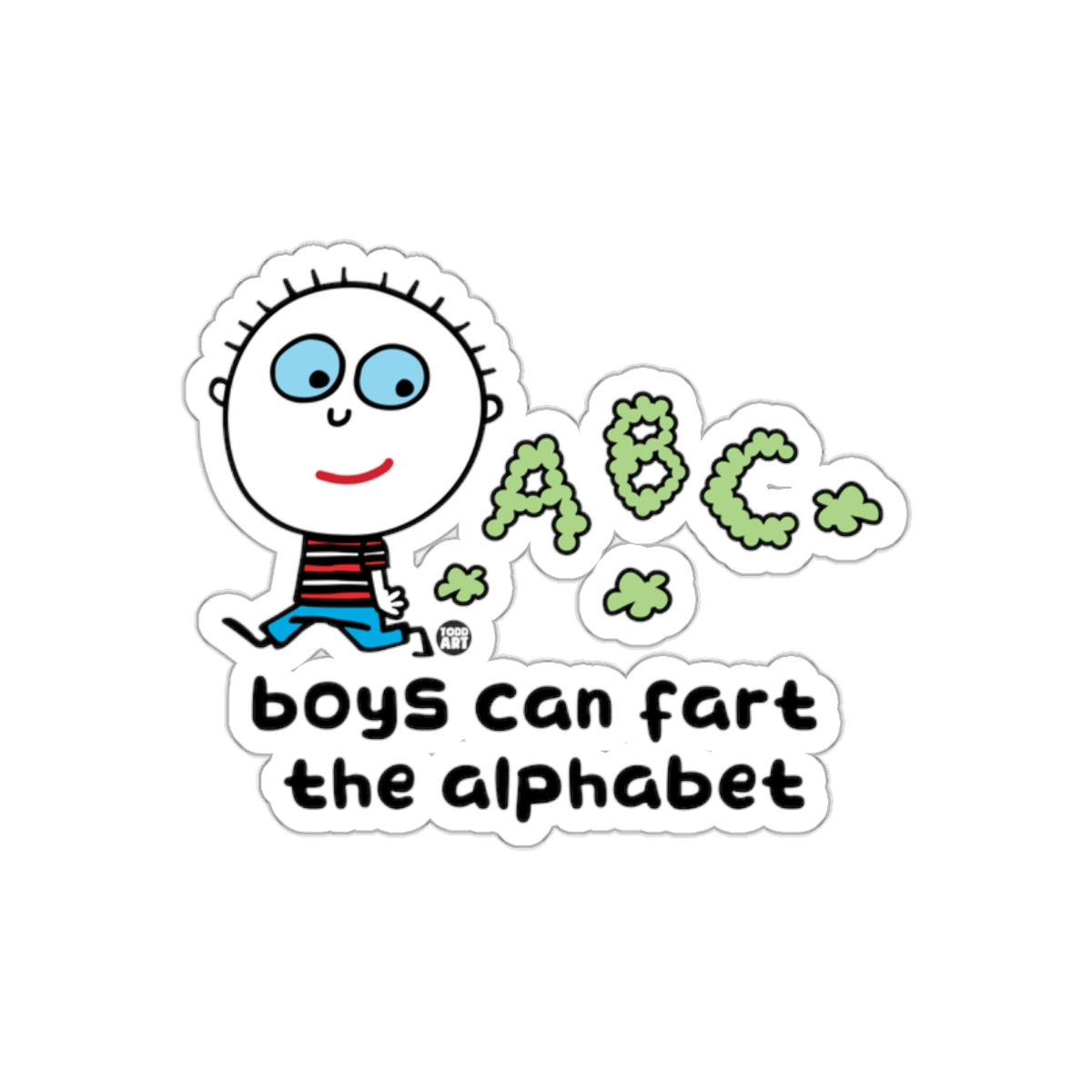 Boys Can Fart the Alphabet Cartoon Sticker