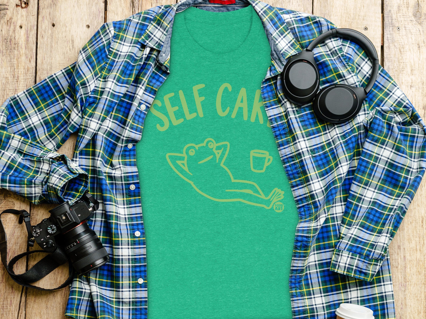 Self Care Frog Graphic Teal Casual Tee product
