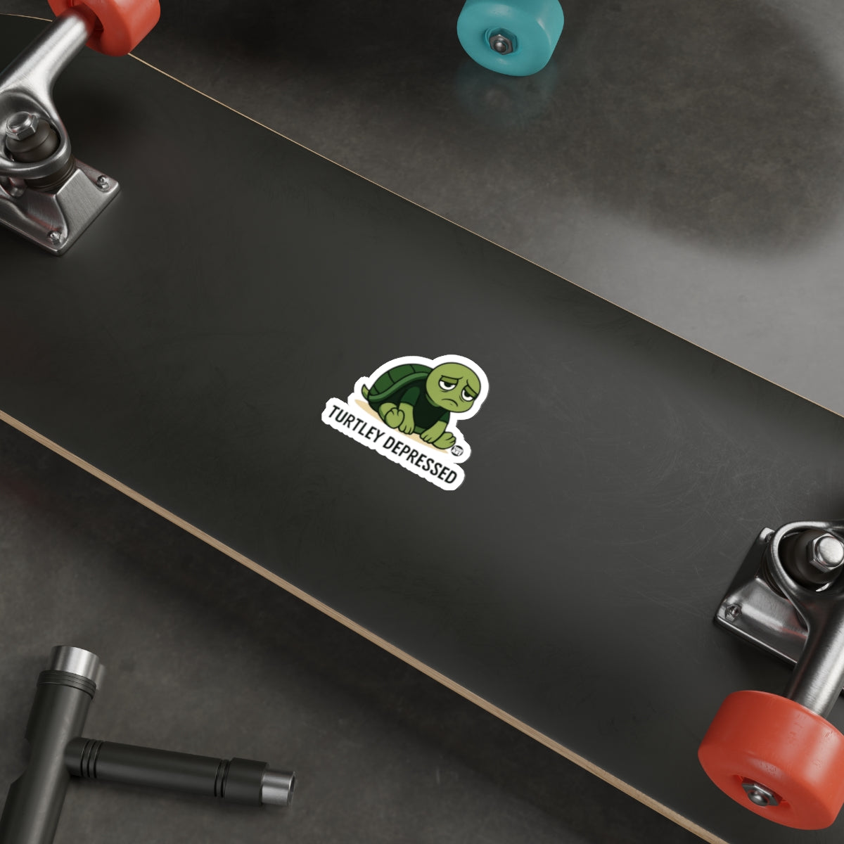 Turtley Depressed Cute Cartoon Sticker for Skateboards