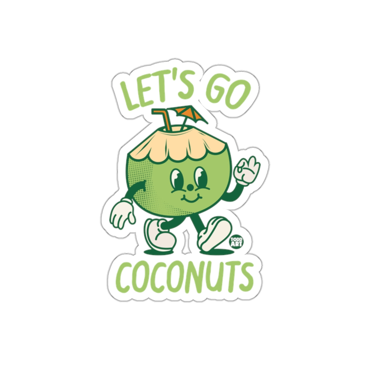 Let's Go Coconuts Cartoon Sticker Fun Tropical Decor