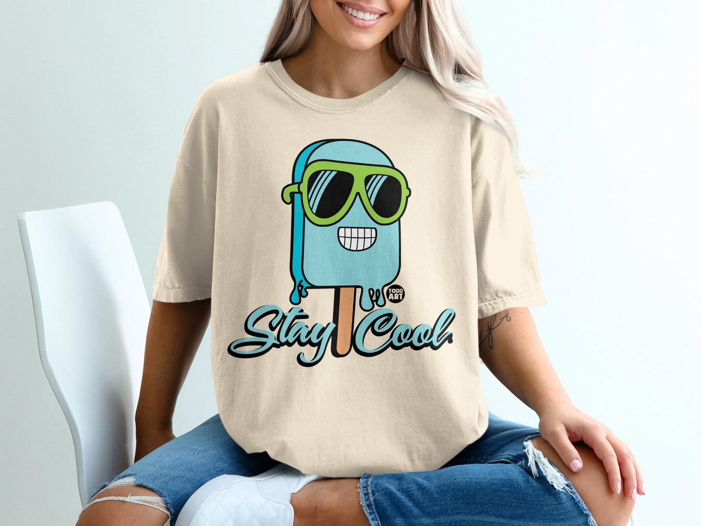 Stay Cool Popsicle Cartoon Graphic T-shirt