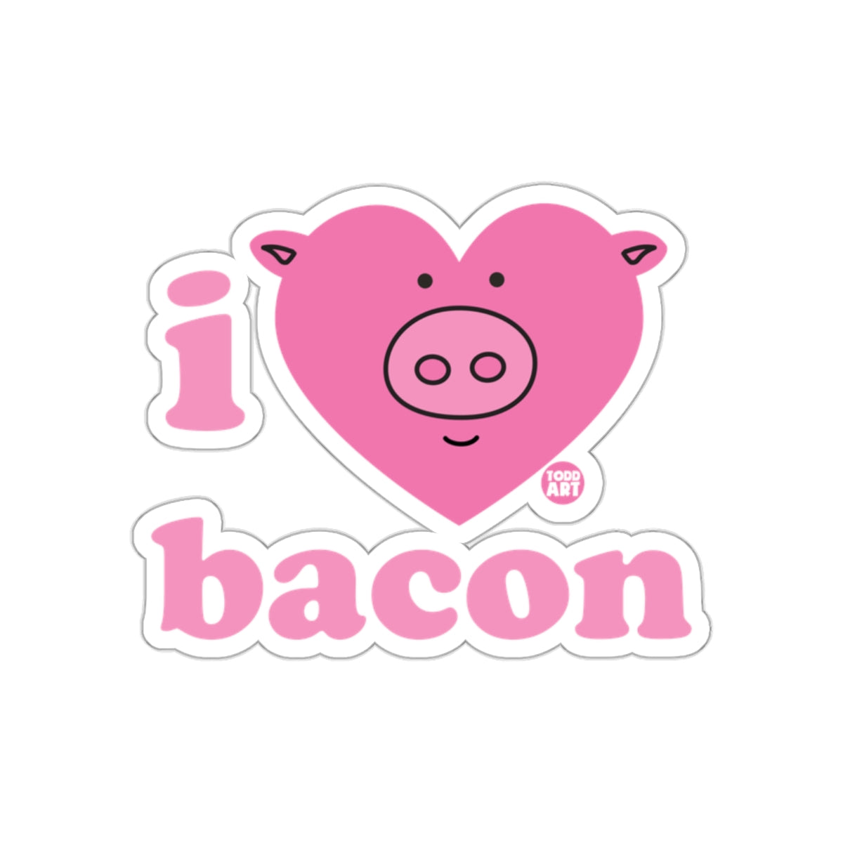 I Love Bacon Cute Pig Heart Sticker Product