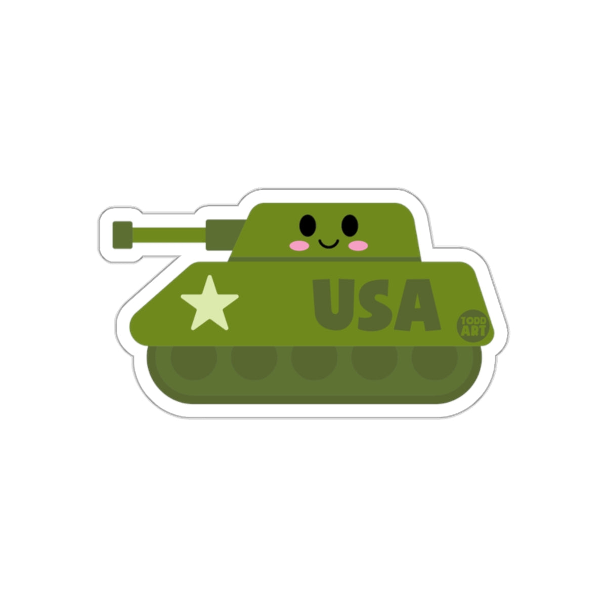 Cute Smiling Green USA Tank Sticker Product