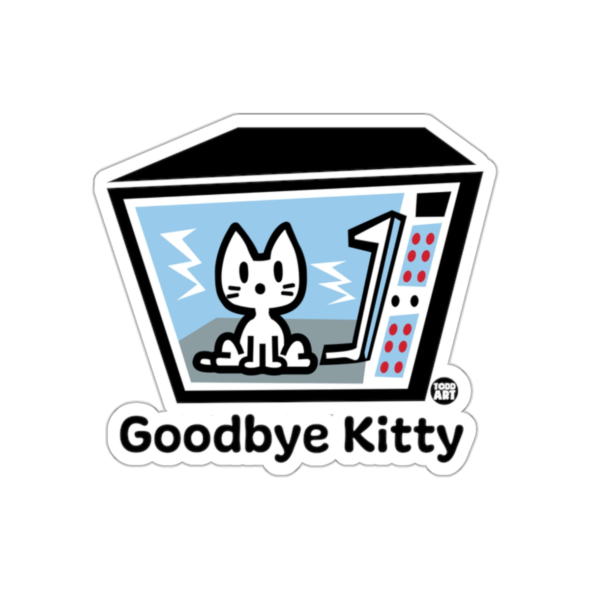 Goodbye Kitty Retro Television Sticker Graphic Design
