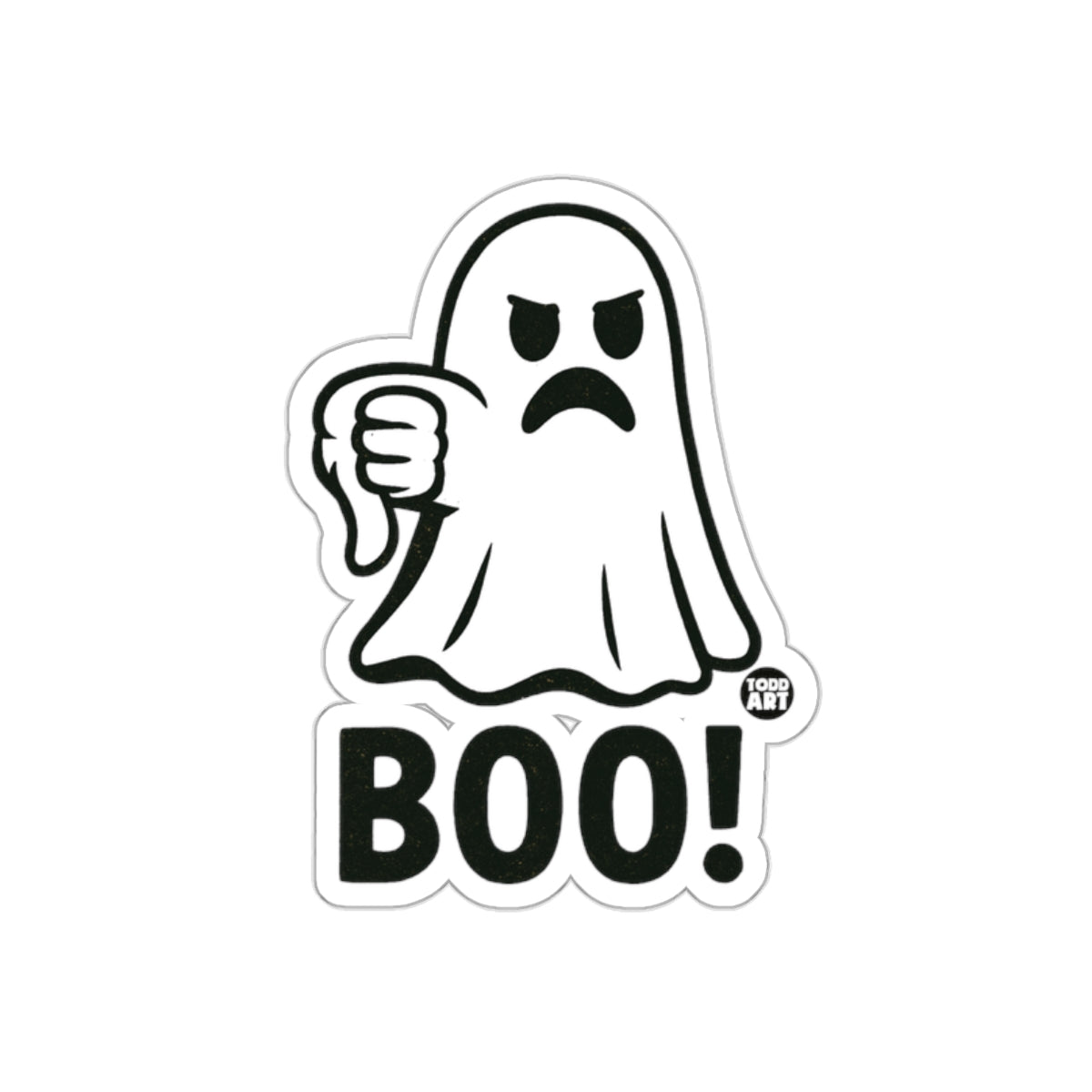 Angry Boo Thumbs Down Ghost Sticker Halloween Fun