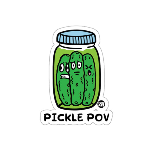 Pickle POV Art by Todd Funny Three Pickles in a Jar Stickers