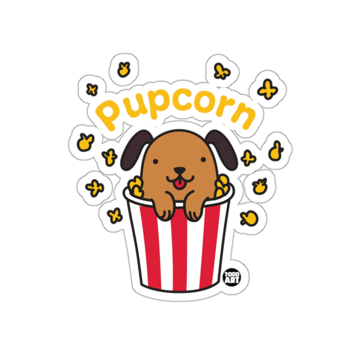Pupcorn Dog with Popcorn in Bucket Sticker