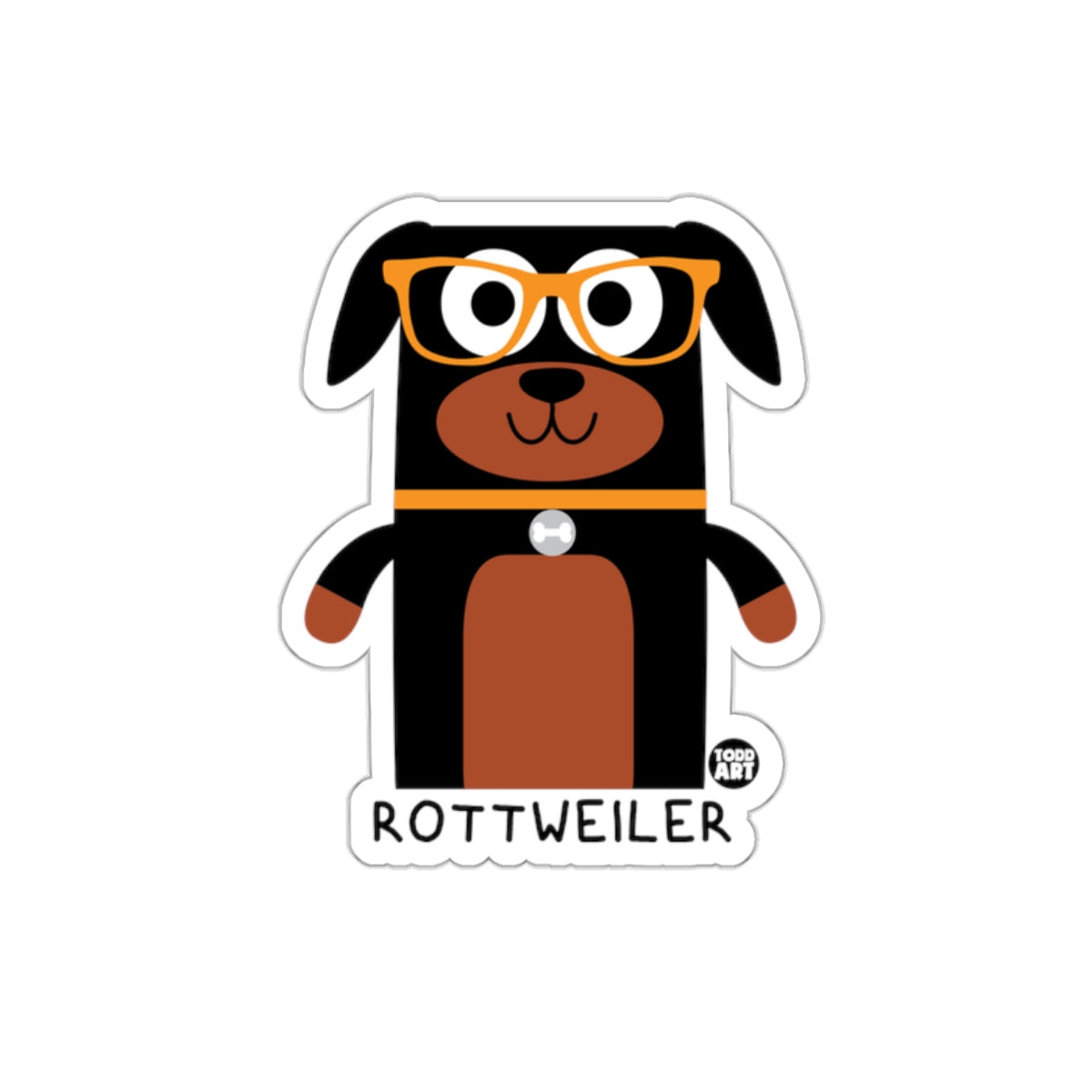 Cute Rottweiler with Glasses Design Sticker