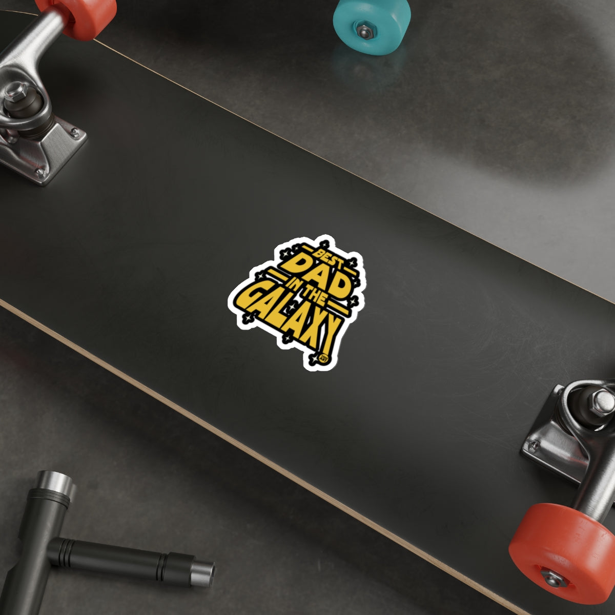 Best Dad in the Galaxy Skateboard Sticker