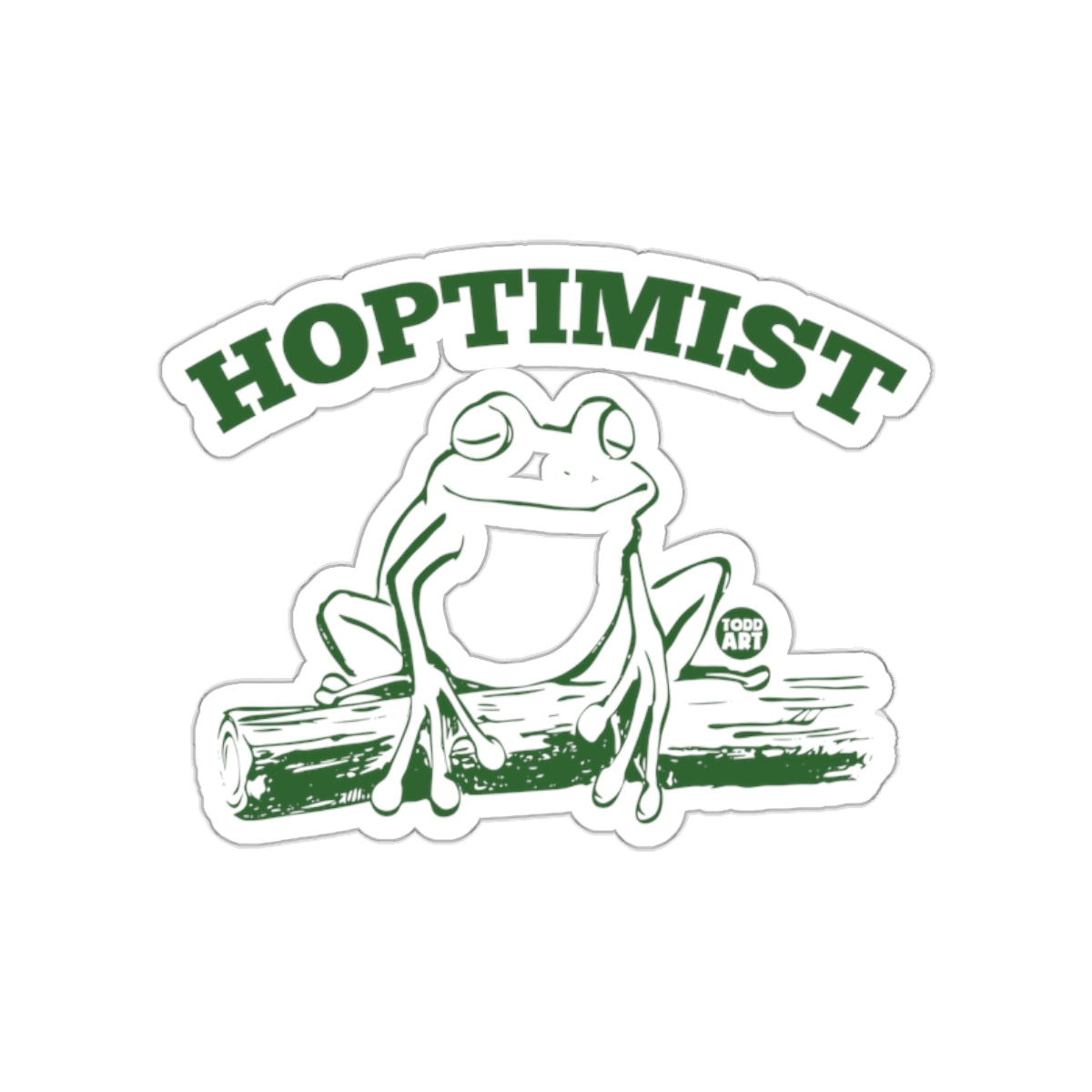 HOPTIMIST Frog Artwork Sticker Funny Frog Sticker Design