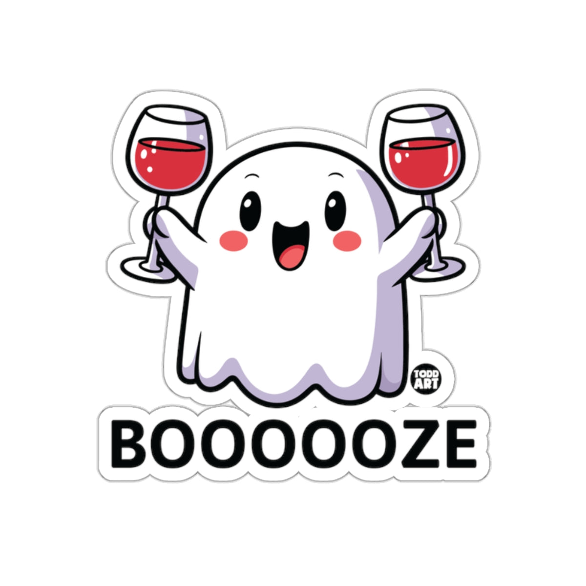 BOOOOZE Ghost with Wine Halloween Sticker