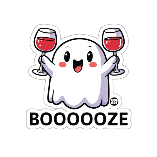 BOOOOZE Ghost with Wine Halloween Sticker