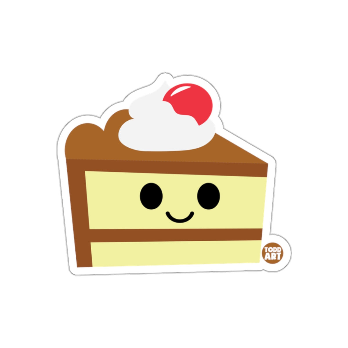 Cute Cartoon Cake Slice with Whipped Cream Sticker