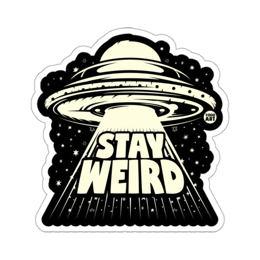Stay Weird UFO Design Sticker for Unique Spaces