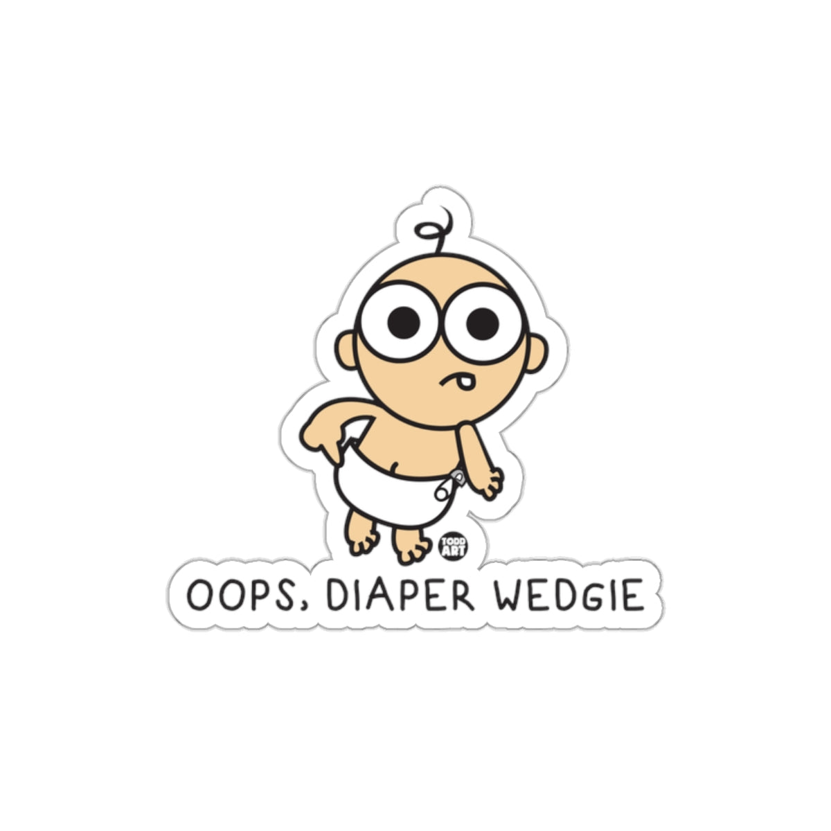 Oops Diaper Wedgie Funny Baby Sticker Cartoon Design
