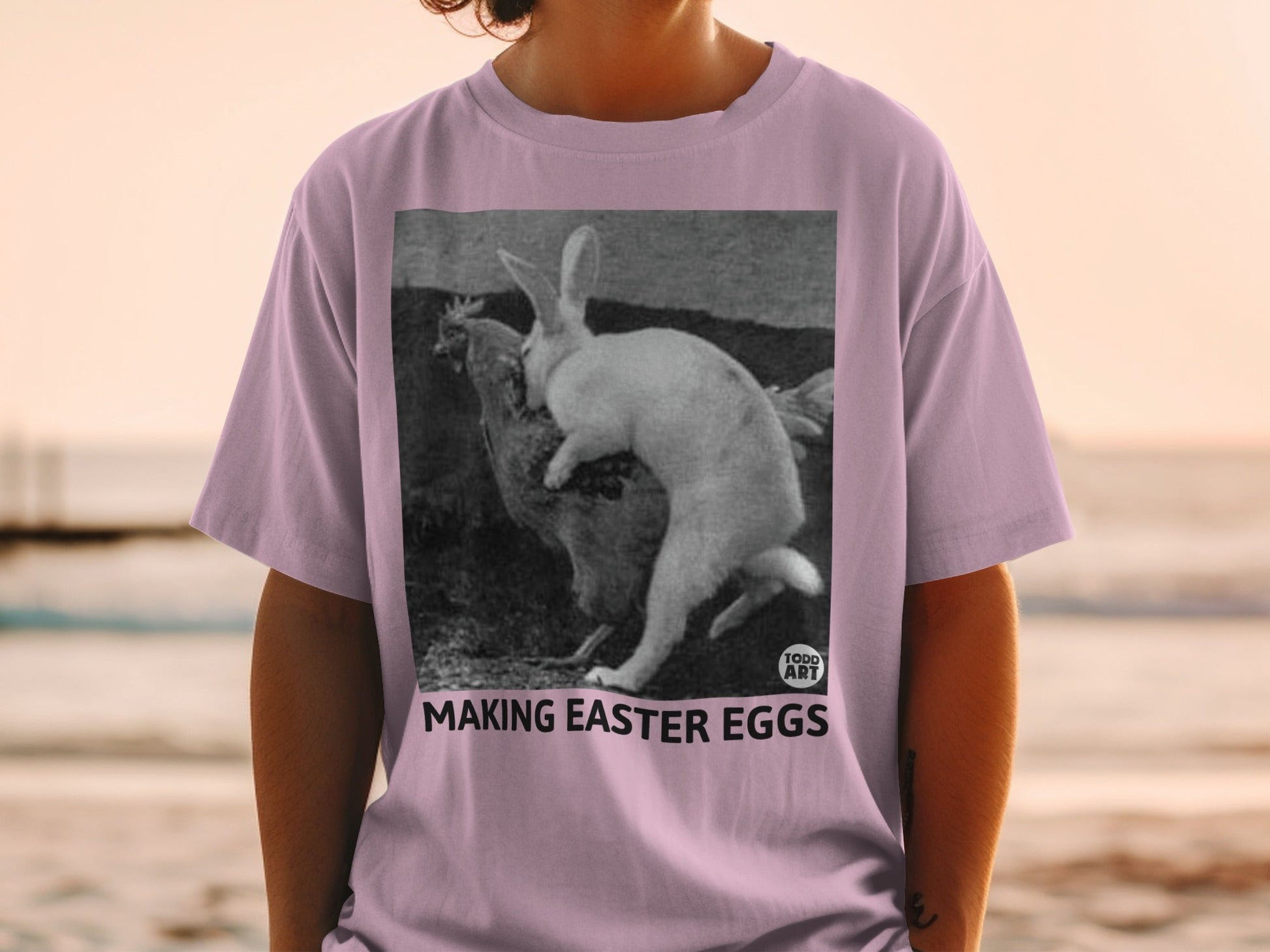 Funny Making Easter Eggs Rabbit and Chicken Shirt