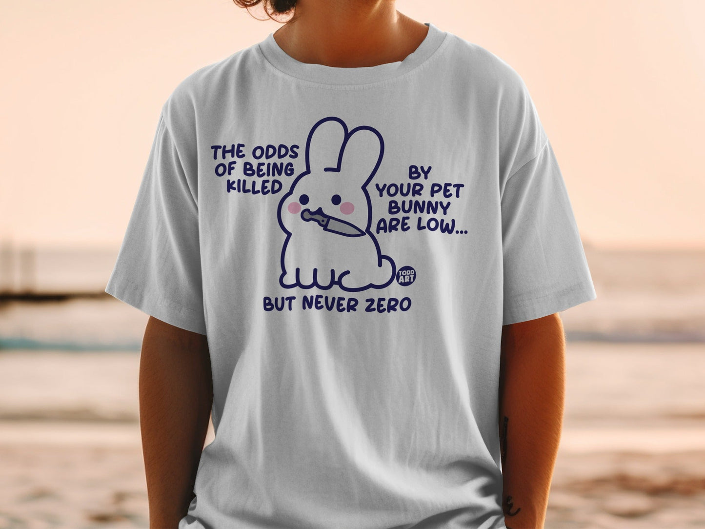Funny Pet Bunny Low Odds Graphic Tee Shirt