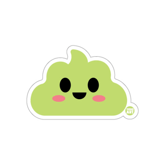 Cute Green Kawaii Smiling Poop Sticker for Kids