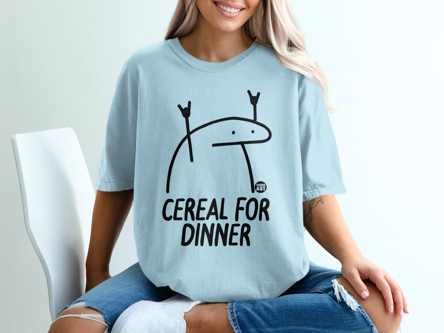 Cereal For Dinner Funny Graphic Oversized T-Shirt